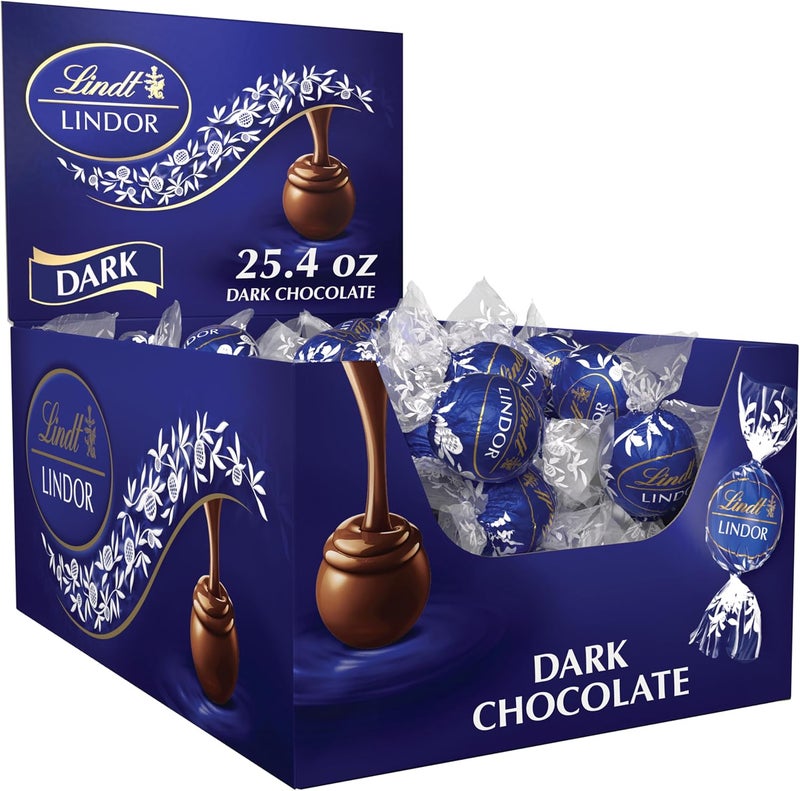 Lindt LINDOR Dark Chocolate Truffles, 60 Count Box - Image 1